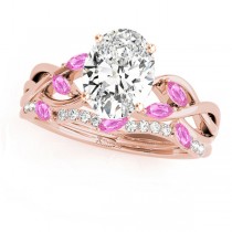 Twisted Oval Pink Sapphires & Diamonds Bridal Sets 18k Rose Gold (1.73ct)