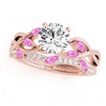 Twisted Round Pink Sapphires & Diamonds Bridal Sets 18k Rose Gold (1.23ct)