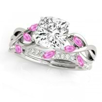 Twisted Cushion Pink Sapphires & Diamonds Bridal Sets 18k White Gold (1.23ct)