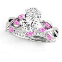 Twisted Oval Pink Sapphires & Diamonds Bridal Sets 18k White Gold (1.73ct)