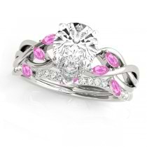 Twisted Pear Pink Sapphires & Diamonds Bridal Sets 18k White Gold (1.73ct)