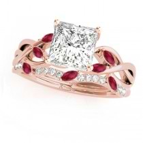 Twisted Princess Rubies & Diamonds Bridal Sets 14k Rose Gold (1.23ct)