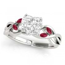 Twisted Heart Rubies & Diamonds Bridal Sets 14k White Gold (1.23ct)