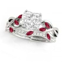 Twisted Heart Rubies & Diamonds Bridal Sets 14k White Gold (1.73ct)