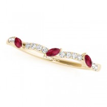 Twisted Round Rubies & Moissanites Bridal Sets 14k Yellow Gold (0.73ct)