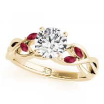Twisted Round Rubies & Diamonds Bridal Sets 14k Yellow Gold (1.23ct)