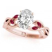 Twisted Oval Rubies & Diamonds Bridal Sets 18k Rose Gold (1.23ct)