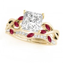 Twisted Princess Rubies & Diamonds Bridal Sets 18k Yellow Gold (1.23ct)