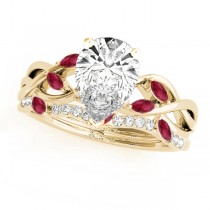 Twisted Pear Rubies & Diamonds Bridal Sets 18k Yellow Gold (1.73ct)