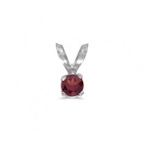 Round Garnet Solitaire Pendant Necklace in 14K White Gold (0.14ct)