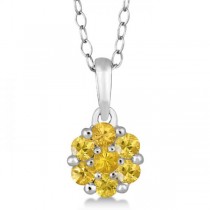Flower Cluster Yellow Sapphire Pendant Sterling Silver (0.63ct)