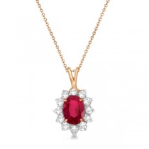 Ruby & Diamond Accented Pendant Necklace 14k Rose Gold (1.80ctw)