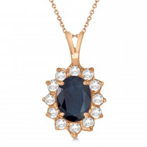 Blue Sapphire & Diamond Accented Pendant 14k Rose Gold (1.70ctw)
