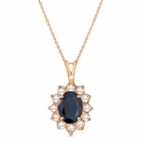 Blue Sapphire & Diamond Accented Pendant 14k Rose Gold (1.70ctw)