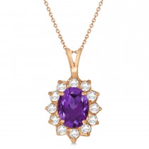 Amethyst & Diamond Accented Pendant Necklace 14k Rose Gold (1.70ctw)