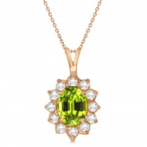 Peridot & Diamond Accented Pendant Necklace 14k Rose Gold (1.70ctw)