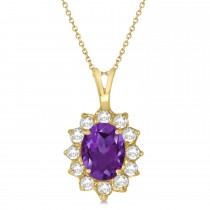 Amethyst & Diamond Accented Pendant Necklace 14k Yellow Gold (1.70ctw)