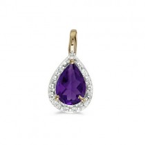 Pear Shaped Amethyst Pendant Necklace 14k Yellow Gold (0.65ct)