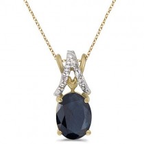 Blue Sapphire & Diamond Solitaire Pendant 14k Yellow Gold (1.40tcw)