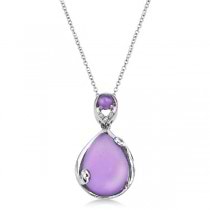Pear Pink Amethyst & Diamond Pendant Necklace 14k White Gold (4.15ct)