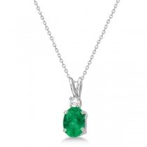 Oval Emerald Pendant with Diamonds 14K White Gold (0.71ctw)