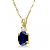 Oval Sapphire Pendant with Diamonds 14K Yellow Gold (1.11ctw)