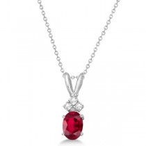 Oval Ruby Pendant with Diamonds 14K White Gold (1.12ctw)
