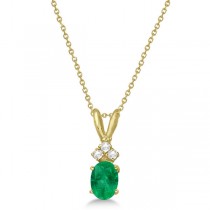 Oval Emerald Pendant with Diamonds 14K Yellow Gold (0.72ctw)