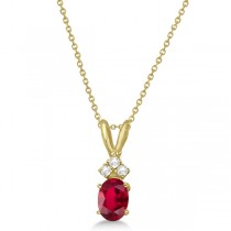 Oval Ruby Pendant with Diamonds 14K Yellow Gold (1.12ctw)