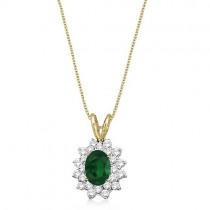 Emerald & Diamond Accented Pendant 14k Yellow Gold (1.60ctw)