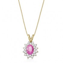 Pink Sapphire & Diamond Accented Pendant 14k Yellow Gold (1.60ctw)