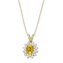 Yellow Sapphire & Diamond Accented Pendant 14k Yellow Gold (1.60ctw)