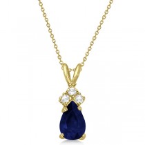 Pear Sapphire & Diamond Solitaire Pendant 14k Yellow Gold (0.75ct)