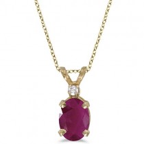 Oval Ruby and Diamond Solitaire Pendant 14K Yellow Gold (1.00ct)