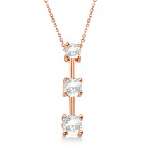 Three-Stone Graduated Diamond Pendant Necklace 14k Rose Gold (1.00ct)