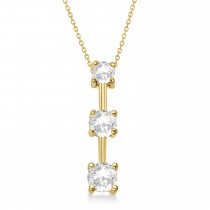 Three-Stone Graduated Lab Diamond Pendant Necklace 14k Yellow Gold (1.00ct)