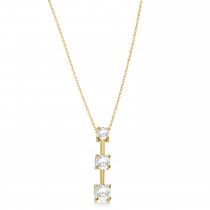 Three-Stone Graduated Diamond Pendant Necklace 14k Yellow Gold (1.00ct)