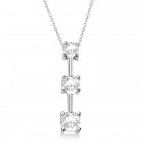 Three-Stone Graduated Lab Diamond Pendant Necklace 14k White Gold (0.50ct)