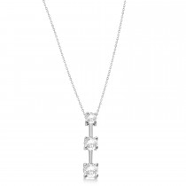 Three-Stone Graduated Diamond Pendant Necklace 14k White Gold (0.50ct)