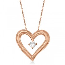 Open Heart Diamond Pendant Necklace in 14K Rose Gold (0.05ct)