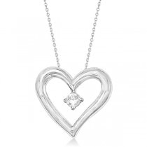Open Heart Diamond Pendant Necklace in 14K White Gold (0.05ct)