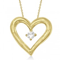 Open Heart Diamond Pendant Necklace in 14K Yellow Gold (0.05ct)