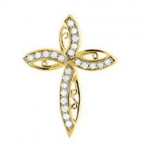 Diamond Cross Pendant Necklace in 14k Yellow Gold (0.32ct)