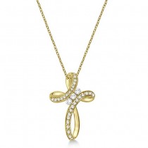 Diamond Swirl Cross Pendant Necklace 14k Yellow Gold (0.25ct)