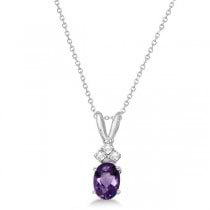 Oval Amethyst Pendant with Diamonds 14K White Gold (0.86ctw)