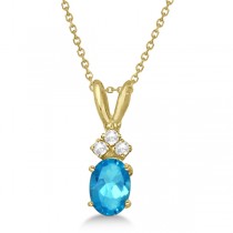 Blue Topaz Pendant with Diamonds 14K Yellow Gold (1.06ctw)