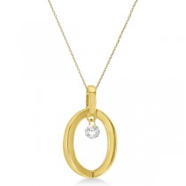 Oval Shape Diamond Solitaire Pendant Necklace 14k Yellow Gold (0.10ct)