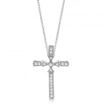 Byzantine Cross Diamond Pendant Necklace 14k White Gold (0.25ct)