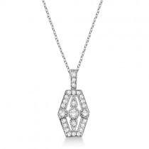 Antique Drop Diamond Pendant Necklace 14k White Gold (0.30ct)