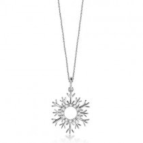 Snowflake Diamond Pendant Necklace 14k White Gold (0.10ct)